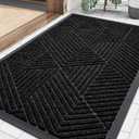 Smiry Front Door Mat Outside Entrance, Low Profile Rubber Doormat, Black, Sturdy Heavy Duty Mat Trap Dirt and Moisture, Easy Clean for Indoor Outdoor Entry
