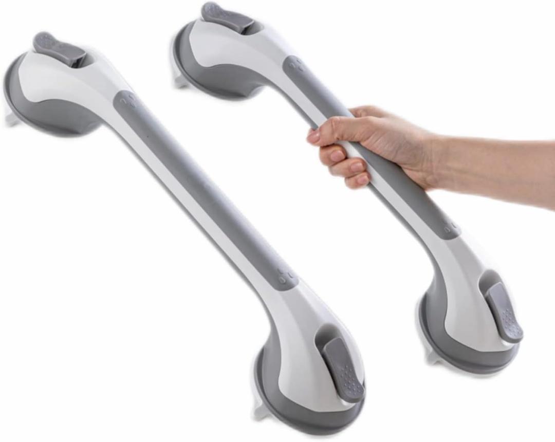 TAILI Grab Bars for Bathtubs and Showers 2 Pack Suction Grab Bar, Heavy Duty Shower Handle Removable Bath Handrails for Seniors and Elderly, Bathroom Safety Grip No Drilling Waterproof, Grey