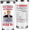 Gifts for Grandma - Birthday, Mothers Day, Christmas Grandma Gifts from Grandchildren - Gift Ideas for Grandmother from Granddaughter, Grandson, Grandkids - 20 Oz Stainless Steel Tumbler
