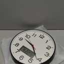 AKCISOT Wall Clock 12 Inch, Non-Ticking Silent Battery Operated Analog with LCD Display for Perpetual Calendar and Temperature, Ideal Modern Decor for Home, Bedroom, Kitchen, Office (Black)