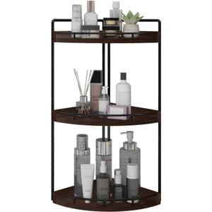 Dorhors 3-Tier Corner Bathroom Organizer Countertop for Storage,Vanity Tray,Wood Counter Organizer for Kitchen,Bathroom,Dresser (Walnut)