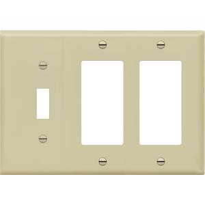 ENERLITES Combination Single Toggle/Double Decorator Rocker Outlet Wall Plate, Standard Size 3-Gang Light Switch Cover (4.5" x 6.38"), Polycarbonate Thermoplastic, UL Listed, 881132-I, Ivory