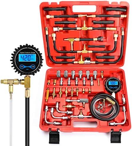BETOOLL Digital Fuel Injection Pressure Tester Kit - Fuel Pressure Gauge 0-300 PSI for Petrol Engine Fuel Pressure Test Kit Automotive Test Tool Kit