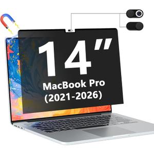 Magnetic Privacy Screen Protector for MacBook Pro 14 Inch 2021-2026 (M1/M2/M3/M4/M5/Pro/Max), Removable Anti Spy Glare Blue Light Shield, 14.2" Mac Laptop Privacy Filter