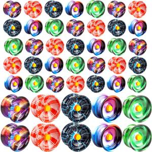 45 Pack Yo-Yo Alloy Response Balls Bulk Colorful Yo-Yo Cool Response Yoyos Automatic Return Technology Balls for Beginners Boys Adult Training Party Gifts