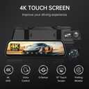Veement 4K Rear View Mirror Camera, 10'' 4K Mirror Dash Cam with 1080P Backup Camera, Dash Cam Front and Rear for Car with Voice Control, 24H Parking Mode, Night Vision, 32GB SD Card Included