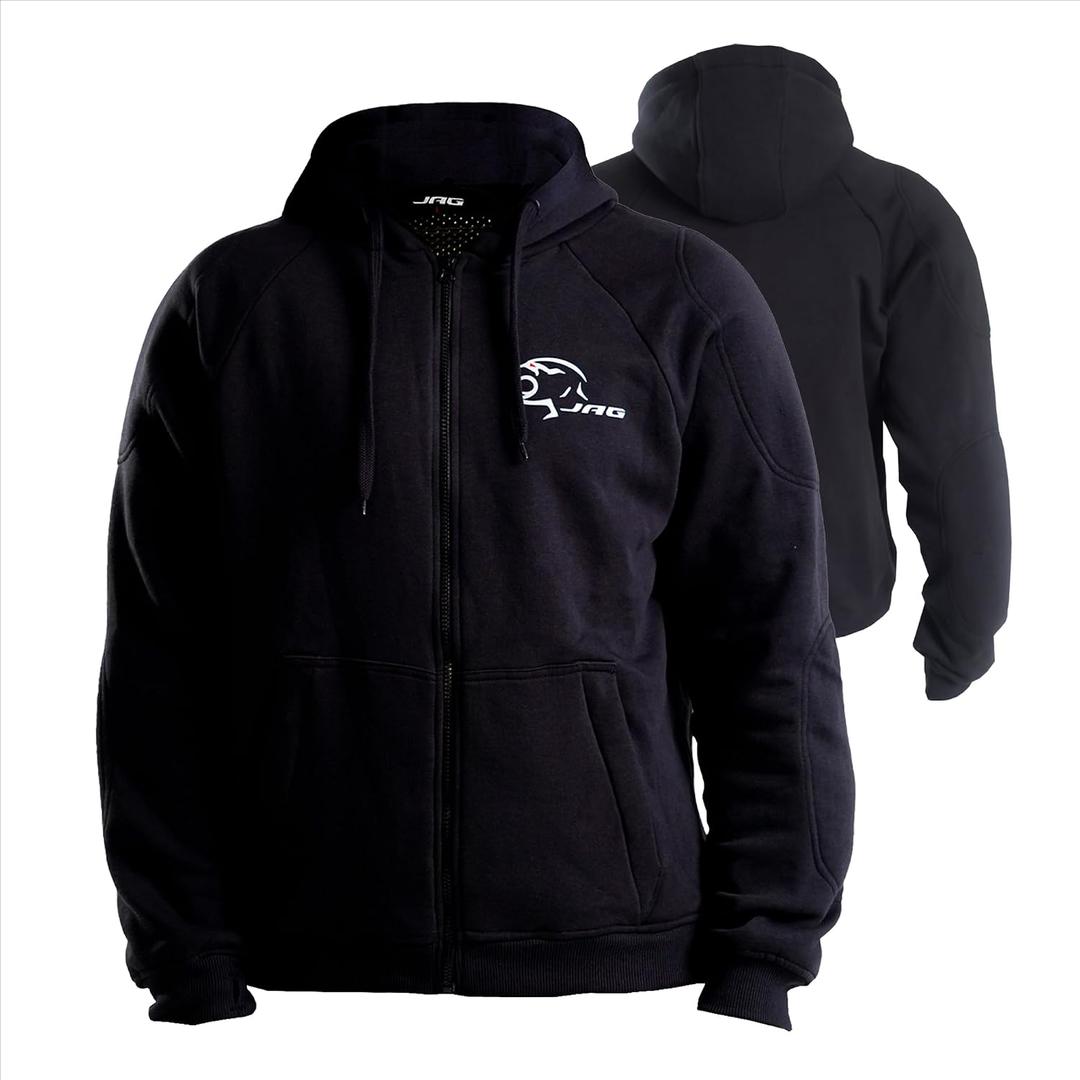 JAG Motorcycle Protective Hoodie with Partial Aramid Lining, Riding Jacket | Motorcycle Hoodie with Armor CE-Certified Protectors All-Season Sweatshirt, Riding Motorcycle Armored Hoodie for Men & Women M