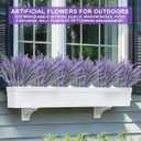 TURNMEON 20 Bundles Artificial Lavender Flowers for Outdoors Summer Decor,UV Resistant No Fade Fake Plants Plastic Faux Plants for Home Window Box Planter Porch Garden Home Cemetery Decor (Gray Purple)