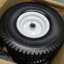 15x6.00-6 Flat Free Lawn Mower Tire and Wheel, Comes with Tire Saver Ramp, 15x6-6nhs Riding Mowers Lawn Tire and Wheel with 3/4" Bearing, 3" Centered Hub, 2 Pack