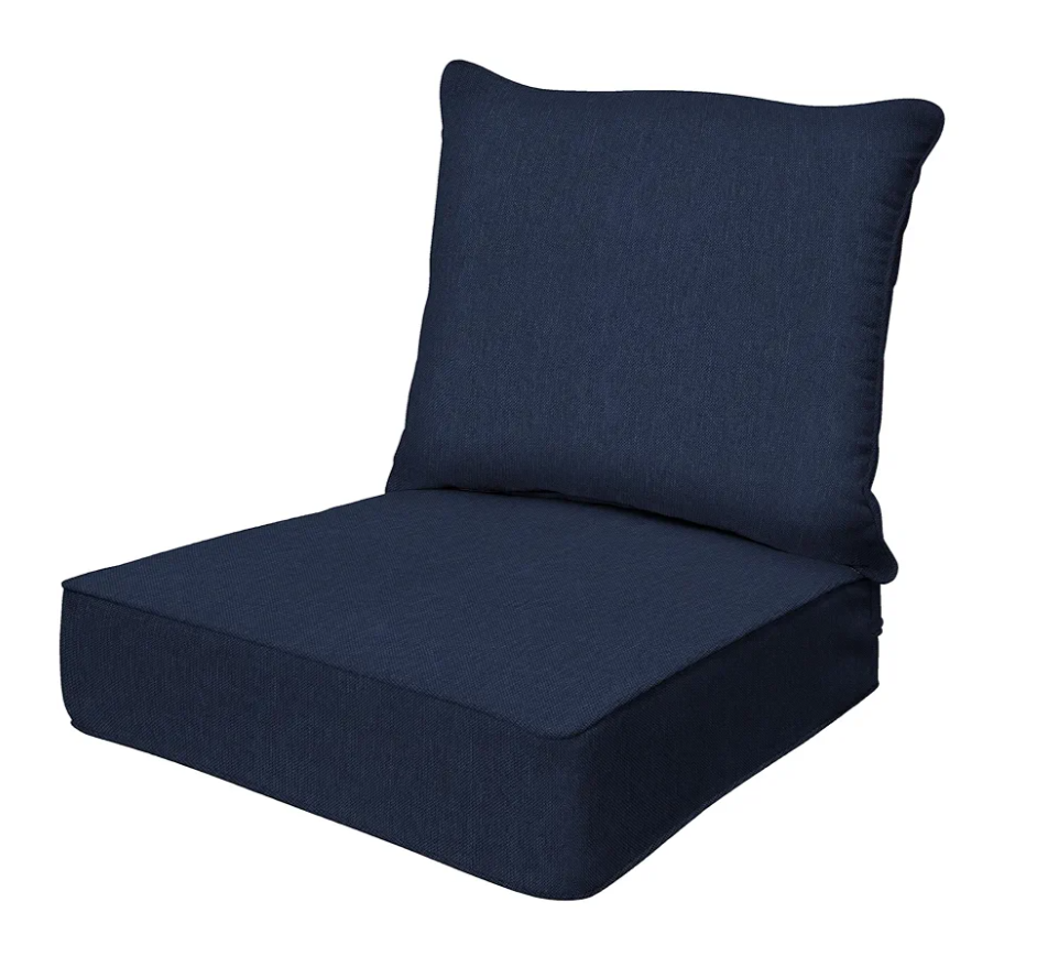 Honeycomb Outdoor Deep Seat, 24 x 23, Textured Solid Indigo Blue Chair Cushion for Patio Furniture