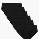 INNERSY Womens Underwear Cotton Hipster Panties Regular & Plus Size 6-Pack,L, Black