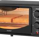 COMFEE' Toaster Oven Countertop, Small Toaster Ovens Combo 4 slice, Mini Oven for 9" Pizza, Compact Oven 2 Racks for Toast, Bake, Broil, 950W, Black, CTO-E101A(BK)