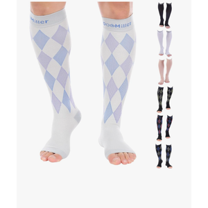 Doc Miller Open Toe Compression Socks for Men & Women, 30-40 mmHg Knee High Support, Toeless Design for Daily Leg Comfort, Breathable Nylon Spandex, 1 Pair L