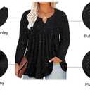 RITERA Plus Size Long Sleeve Tunic Tops for Women Henley V Neck T-Shirt V Neck Casual Blouses Fall Winter Halloween Christmas (Black, XL)