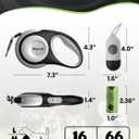 Retractable Dog Leash with LED Flashlight, Douexio Upgrade 3 in 1 Dog Leash Retractable for Small Medium Dogs Up to 66 lbs, 16ft, Anti-Slip Handle,One-Handed Brake (White)