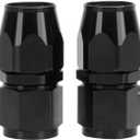 LokoCar 6AN Hose End Fitting 0 Degree Straight Swivel For CPE Braided Hose Black 2Pcs