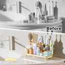 YOOLENS Electric Toothbrush Holder for Bathroom Countertop 5 Metal Slots Toothpaste Razor Mouthwash Organizer, Gold