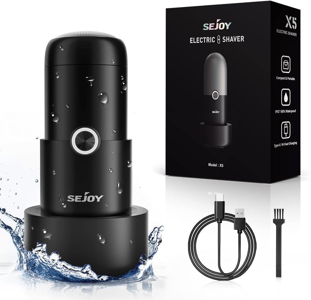 Sejoy Mini-Shave Portable Electric Razor for Men,Mini-Shave Pocket Size Portable Shavers,Wet & Dry,IPX7 Waterproof USB Rechargeable Shaver Travel,10.69cm*3.98cm 106g