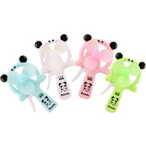 2Pcs One Color Mini Manual Panda Pattern Handheld Fan Comes Randomly in Four Colors, Plastic Personal Student Fan, Children Hand Press Manual Fan, Kids Toy Fan (Blue, Pink)