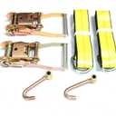 GRIPON (Pack of 2) 2" x8' Lasso Strap with 2" Ratchet and J Finger Hook Tie Down