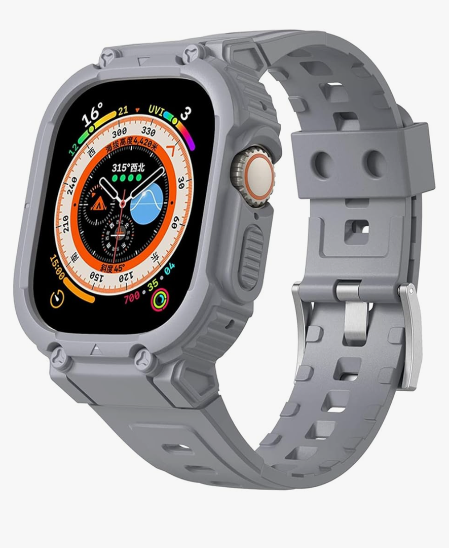 Compatible with Apple Watch Ultra/Ultra 2 49mm Band with Bumper Case,TPU Rugged Military Shockproof Sports Strap for iWatch Ultra 2/Ultra 49mm for Women and Men