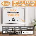 AENTGIU 4-Set Studless Drywall TV Wall Mount, Heavy Duty Slim TV Bracket Hanger for 32-75 inch Flat Screen TVs, No Stud, No Drill, No Anchors, Easy Install with All Hardware Included