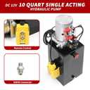 Nakkaa 12V DC Hydraulic Power Device 10 Quart Single Acting Hydraulic Dump Trailer Pump for Lifting and Lowering Dump Trailer Trucks