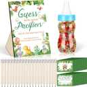 Syhood Dinosaur Baby Shower Game Guess How Many Pacifiers Games Sign 50 Small Guessing 20 HB Pencils 750 ml Milk Bottle 400 Acrylic Pacifiers Decorations Guests Gender Reveal Party Favors