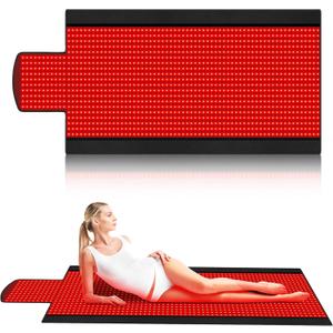 New Double Pulses Red Light Therapy Mat for Full Body Pain Relief, Equipped with 1370 Dual-Wavelength Red Light Therapy and Infrared LED Beads 44x16,5, 5 Level Regulation (Black)