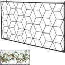 MyGift 4 Foot Geometric Cube Pattern Style Matte Black Metal Wire Garden Trellis, Wall Mounted Large Support Lattice Frame for Climbing Plants and Crawling Vines