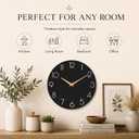 cicininc 16 Inch Battery Operated Wall Clock, Silent Analog, Black