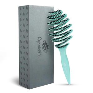Boar and Nylon Bristle Hair Brush for Fine Hair - Ultimate Smoothing Vented Detangler Wet Brush for Women, A Great Gift, Aqua