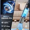 Zefiro Compact Powerful Cordless Handheld Vacuum, Rechargeable Portable Car Vacuum for Car & Pet Hair, 25000PA High Power Suction, XL Dust Cup, 2 Brushes & Filters, Long Runtime with Charger