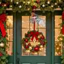 Vintage Christmas Wreath Hangers for Front Door Rustic Metal Xmas Ornament Robin Sign Bird Hook for Welcome Farmhouse Home Holiday Decoration