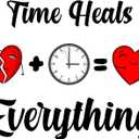 Cute Quote Wall Decal Time Heals Everything Time Heals Everything Quote with Cute Hearts Size: 40 Inch X 32 Inch