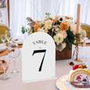 JOYIT Arch Wedding Table Numbers 1-10 with Stands Double-Sided Printed 5" X 7" Acrylic Signs with White Background and Black Text, Perfect for Wedding Receptions, Parties, Anniversaries, and Events