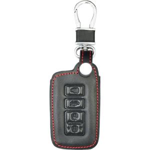 Leather Car Smart Key Protector Case Cover Key Bag Keychain with Toyota Auris Camry RAV4 Avalon Yaris Verso (4 Buttons)