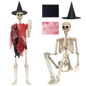 LINAYE 2 Pack 5.4ft Life Size Halloween Skeleton with Movable Joints