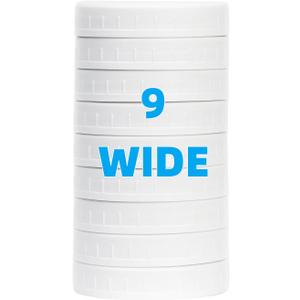 9 Pack White Wide Mouth Mason Jar Lids with Silicone Rings, Plastic Mason Jar Lids,Plastic Canning Lids, Fit Ball,Kerr and More (White)