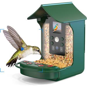 Bozily Smart Bird Feeder Camera, Hummingbird Watching Camera with Motion Detection & Auto Capture, 100 Wide Angle & Waterproof 1080P HD Night Vision Bird Camera