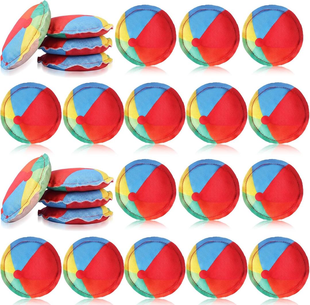 Foilswirl 24 Pcs Cornhole Bean Bags, Mini Nylon Filled Dual Sided Outdoor Cornhole Bean Bags Tossing Backyard Beach Activities Party Supplies