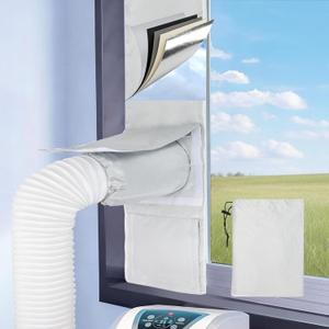 Portable Air Conditioner Window Seal Kit for Sliding Windows Portable AC Window Vent Kit with Dual Hose Openings Trim/Fold-to-Fit (11x40inch / 28x102cm)