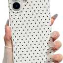 Jmltech Polka Dot Phone Case for iPhone 16 Plus Cases Cute Aesthetic Women Trendy Chic Soft Silicone Shockproof Protective Slim Cover for iPhone 16 Plus White Black