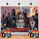 Toilet Man Birthday Party Supplies Backdrop 5x3 Skibidi Happy Birthday Background Photography Cartoon Party Decorations Banner Photo Booth Props