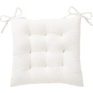 HLOVME Corduroy Chair Cushion with Ties Ultra Soft Warm Floor Cushion for Kids Reading Nook Comfortable Square Seat Cushion for Adult 15.7x15.7, White