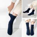 Women's Casual Cotton Crew Sock 3-Pack Basic Pure Color Soft Comfort Socks (Blue) Size 5-7