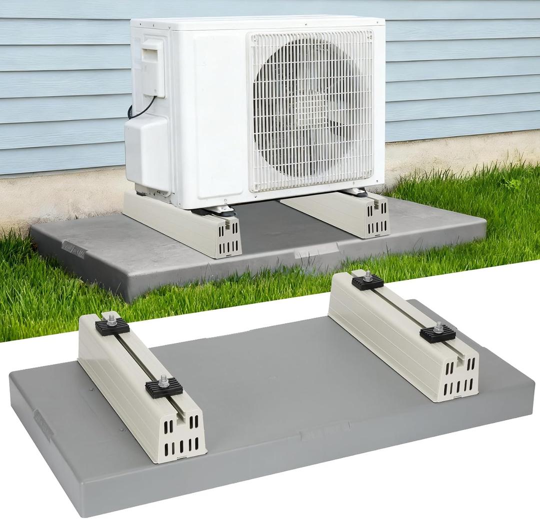 Mini Split Pad with Floor Mounting Base Kit, 38"x18"x3" Mini Split Condenser Pad for 9000-36000 BTU Ductless, Anti-Vibration Mini Split AC Pad for Outside and Floor Mounting Base for Heat Pump