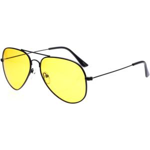 Outray Aviator Sunglasses for Men Women Night Vision Polarized Metal Frame Sunglasses for Driving-UV 400 Protection (Black Frame/Yellow Lens)