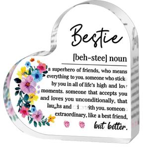 Bestie Friend Gifts for Bestie, Best Friends Gifts for Women BFF Sister Birthday Friendship Gifts for Work Bestie, Thank You Gifts for Bestie Women Bestie Definition Acrylic Plaque Desk Signs