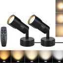 Zoomable LED Spot Lights Indoor 2700K-6500K Adjustable 8W Accent Uplights Floor Desktop Spotlight Wall Ceiling Mounted for Plants Pictures Artwork 5.9 FT Cord with Switch (2Pack)